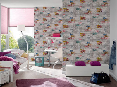 AS Creation Boys and Girls 93561-1 Graffiti behang - Multicolour