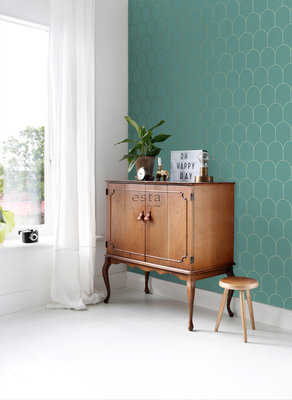 Esta Art Deco 139204 (*Gratis Lijm Actie) - Groen - Goud - Blauw