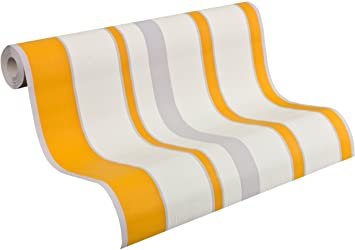 AS Creation Esprit Kids 3 oranje grijs wit strepen behang