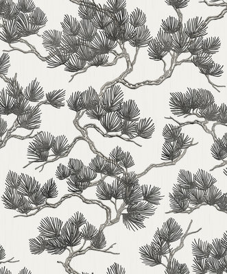 Dutch Wallcoverings Wall Fabric pine tree white/black WF121014