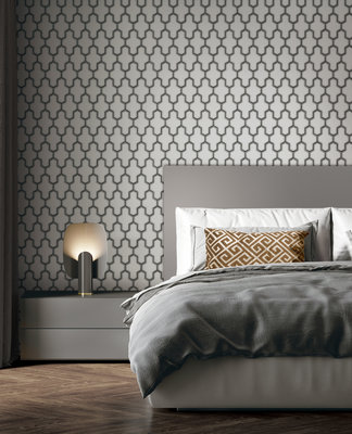 Dutch Wallcoverings Wall Fabric geometric white/black  WF121024