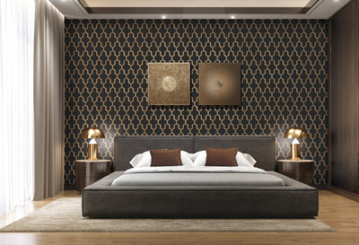 Dutch Wallcoverings Wall Fabric geometric black  WF121025