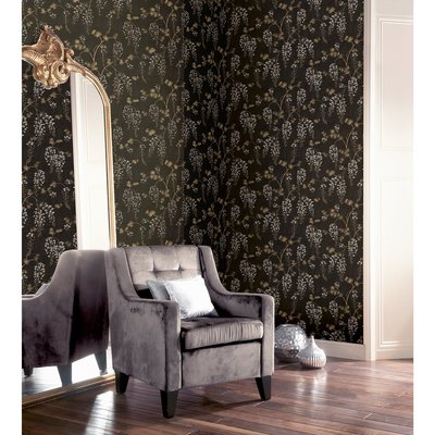 Arthouse Wisteria Floral Black/Gold 297302