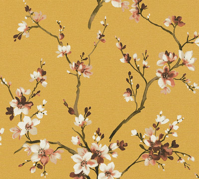 AS Creation Desert Lodge 38520-1 / 385201 Gele Bloemen - Geel