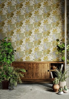 Noordwand Flora 18507 Groen - Geel - Metallic