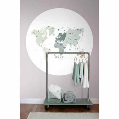 Esta Home|159010 World Maps Sticker Mintgroen Grijs Roze - Multicolour - Groen