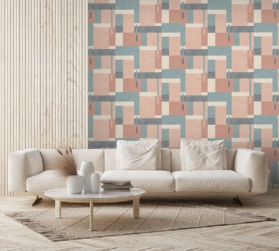 Dutch Wallcoverings Arty M270-05 Oudroze - blauw - beige