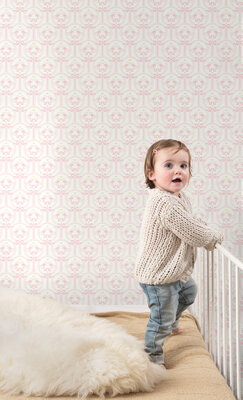 Dutch Wallcoverings Little Kids JS3205 roze - wit
