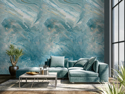 Dutch Wallcoverings One Roll One Motif A54202 Marble blauw