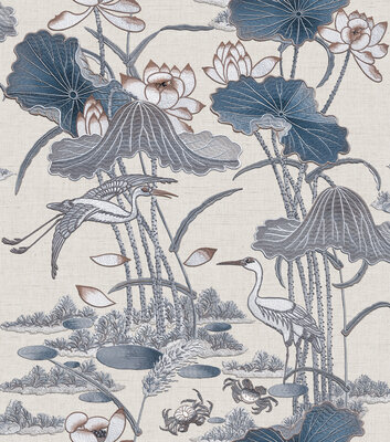 Dutch Wallcoverings Tapestry TP422702 Lotus Pond Blauw