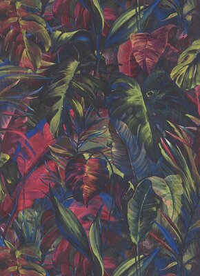 multicolour jungle leaves  vinyl op vlies