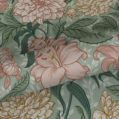 Esta Home Vintage Flowers groen - meerkleurig 139378 (*Gratis Lijm Actie) - Multicolour - Groen