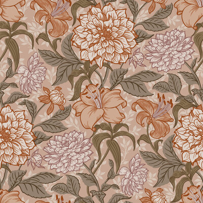 Esta Home Vintage Flowers terracotta - roze 139380 (*Gratis Lijm Actie) - Terracotta - Roze