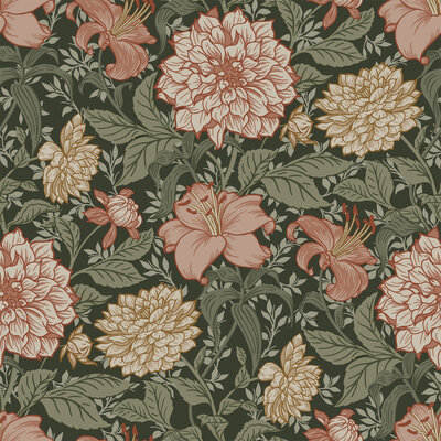 Esta Home Vintage Flowers groen - roze - meerkleurig 139381 (*Gratis Lijm Actie) - Roze - Multicolour - Groen