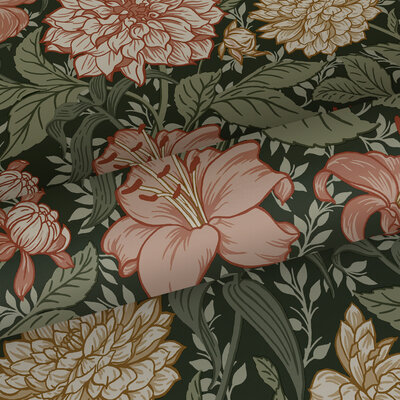 Esta Home Vintage Flowers groen - roze - meerkleurig 139381 (*Gratis Lijm Actie) - Roze - Multicolour - Groen