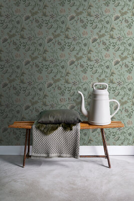 Esta Home Vintage Flowers groen 139413 (*Gratis Lijm Actie) - Groen