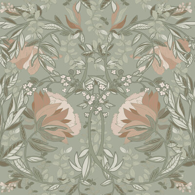 Esta Home Vintage Flowers groen 139419 (*Gratis Lijm Actie) - Groen