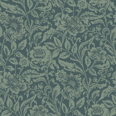 Esta Home Vintage Flowers blauw - groen 139429 (*Gratis Lijm Actie) - Groen - Blauw