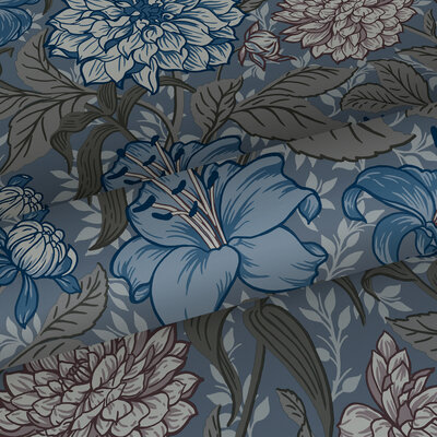 Esta Home Vintage Flowers blauw 139480 (*Gratis Lijm Actie) - Blauw