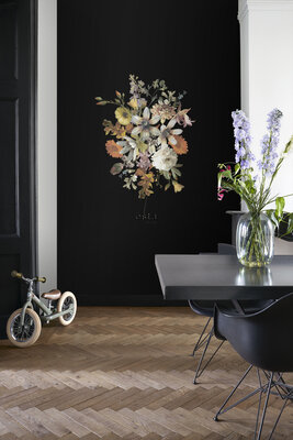 Esta Home Vintage Flowers zwart 159215 (*Gratis Lijm Actie) - Zwart