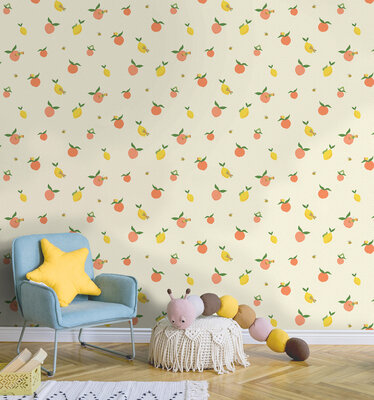 Dutch Wallcoverings Dream Catcher Tutti Fruity Creme - Oranje 13270