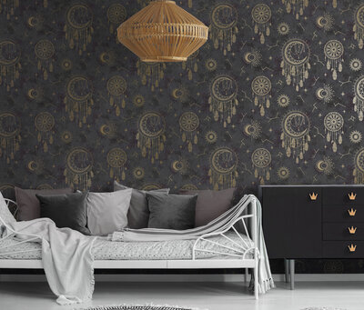 Dutch Wallcoverings Dream Catcher Zwart - Goud 13330