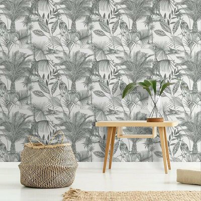 Kidatu Mono Tropical Jungle Animals Giraffe Sketch Effect  papier behang