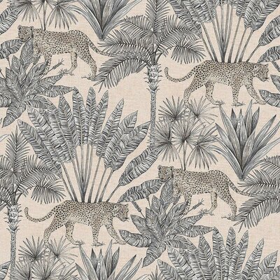 Grandeco Savanna Cheetah Palm Tree Wallpaper Blush Pink 163802 papier behang