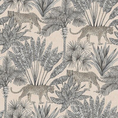 Grandeco Savanna Cheetah Palm Tree Wallpaper Blush Pink 163802 papier behang 