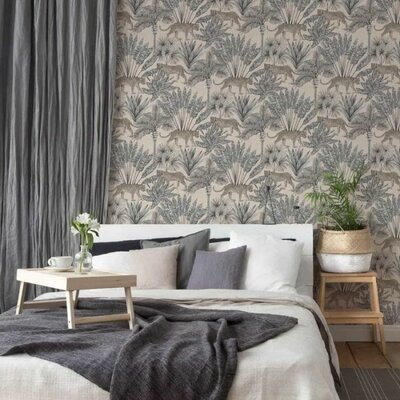 Grandeco Savanna Cheetah Palm Tree Wallpaper Blush Pink 163802 papier behang
