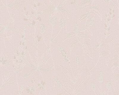 AS Creation Trendwall | 37363-3 - 373633 roze met zacht zilver glitter in bloem
