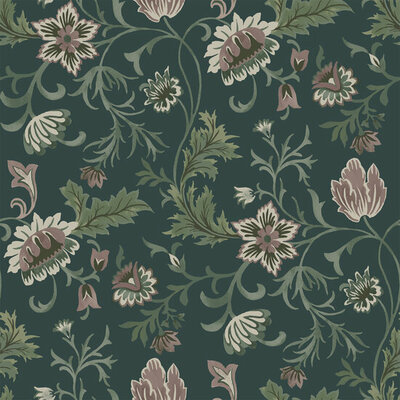 Esta Home Vintage Flowers blauw - groen 139415 (*Gratis Lijm Actie) - Groen - Blauw