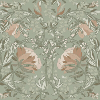 Esta Home Vintage Flowers groen 139419 (*Gratis Lijm Actie) - Groen