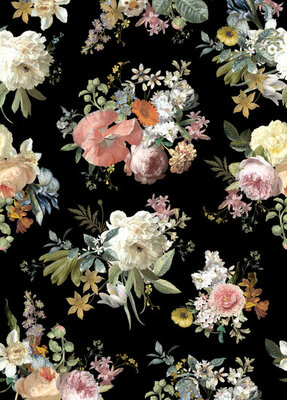 Esta Home Vintage Flowers zwart 159218 (*Gratis Lijm Actie) - Zwart
