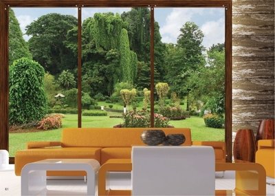 AG Design Fotobehang Uitzicht op Tuin FTS1314