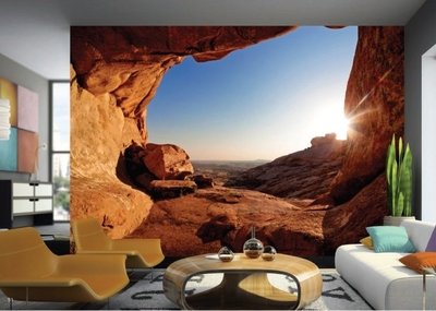AG Design Fotobehang Zonsondergang bij Kloof FTS0483