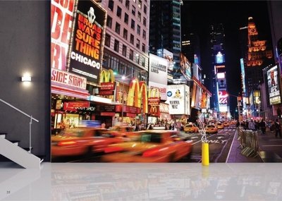 AG Design Fotobehang Yellow Cabs at Times Square