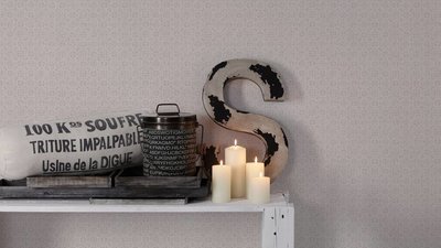 AS Creation Hygge 36383-2 - Beige / Grijs landelijk flower graphic linnen weefsel 