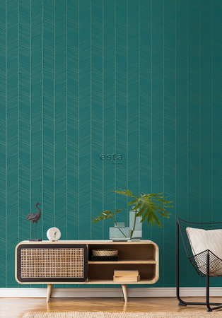 Esta Art Deco 139200 (*Gratis Lijm Actie) - Groen - Goud - Blauw