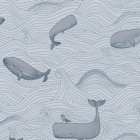 BN Wallcoverings Doodleedoo Whale 220732 - Blauw