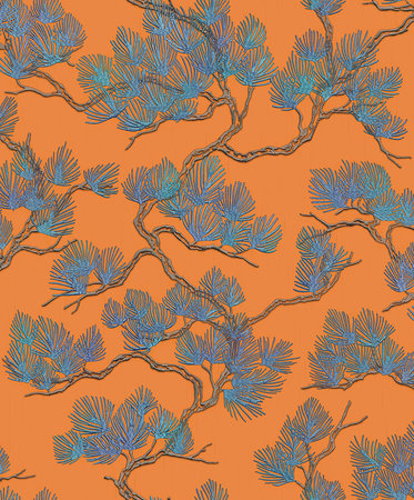 Dutch Wallcoverings Wall Fabric pine tree orange WF121016