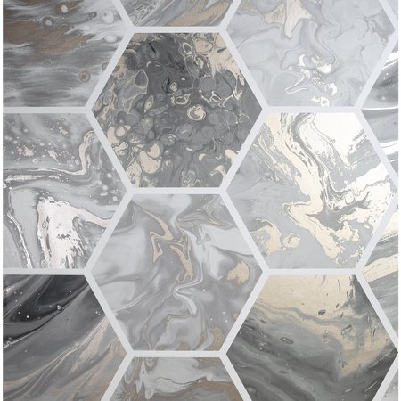 Arthouse Marbled Hex Charcoal/ Rose Gold Metallic 908502