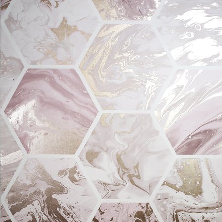 Arthouse Marbled Hex Pink/ Rose Gold Metallic 908506