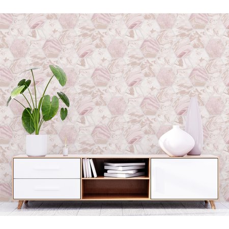 Arthouse Marbled Hex Pink/ Rose Gold Metallic 908506