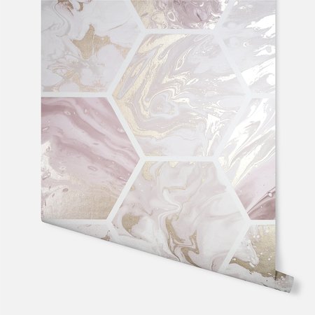 Arthouse Marbled Hex Pink/ Rose Gold Metallic 908506