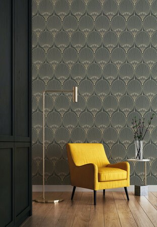 Dutch Wallcoverings Asperia A54901 zwart - goud