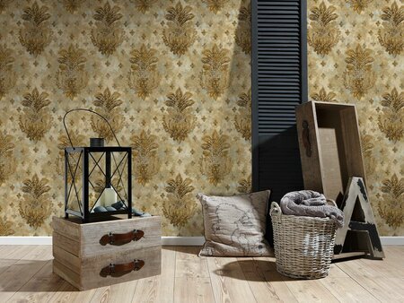 AS Creation Baroque goud taupe vlies / Bruin / Goud