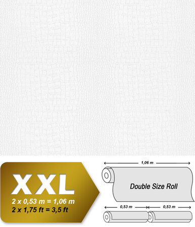 Structuur behang Profhome 950611-GU overschilderbaar vliesbehang gestructureerd met croco patroon mat wit 26,5 m2