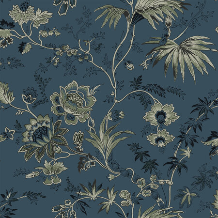 Esta Home Vintage Flowers blauw 139315 (*Gratis Lijm Actie) - Blauw