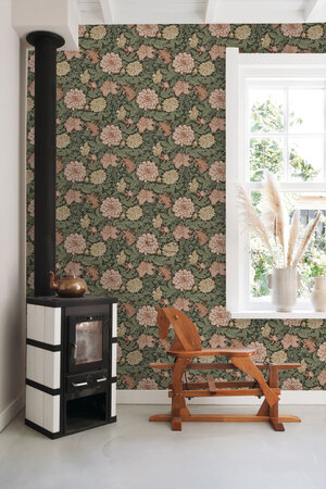 Esta Home Vintage Flowers groen - roze - meerkleurig 139381 (*Gratis Lijm Actie) - Roze - Multicolour - Groen